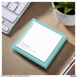 Trendy Faux Spiral Paper Monogram Post-It Notes
