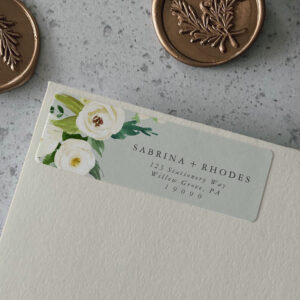 Elegant White Floral Sage Mint Return Address Label