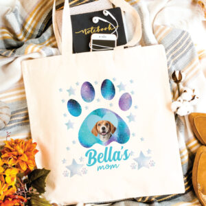 Dog Mom Paw Custom Photo Tote Bag