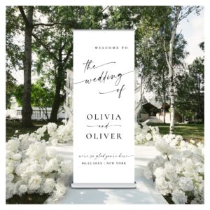 Elegant Minimalist Classy Wedding Welcome Retractable Banner