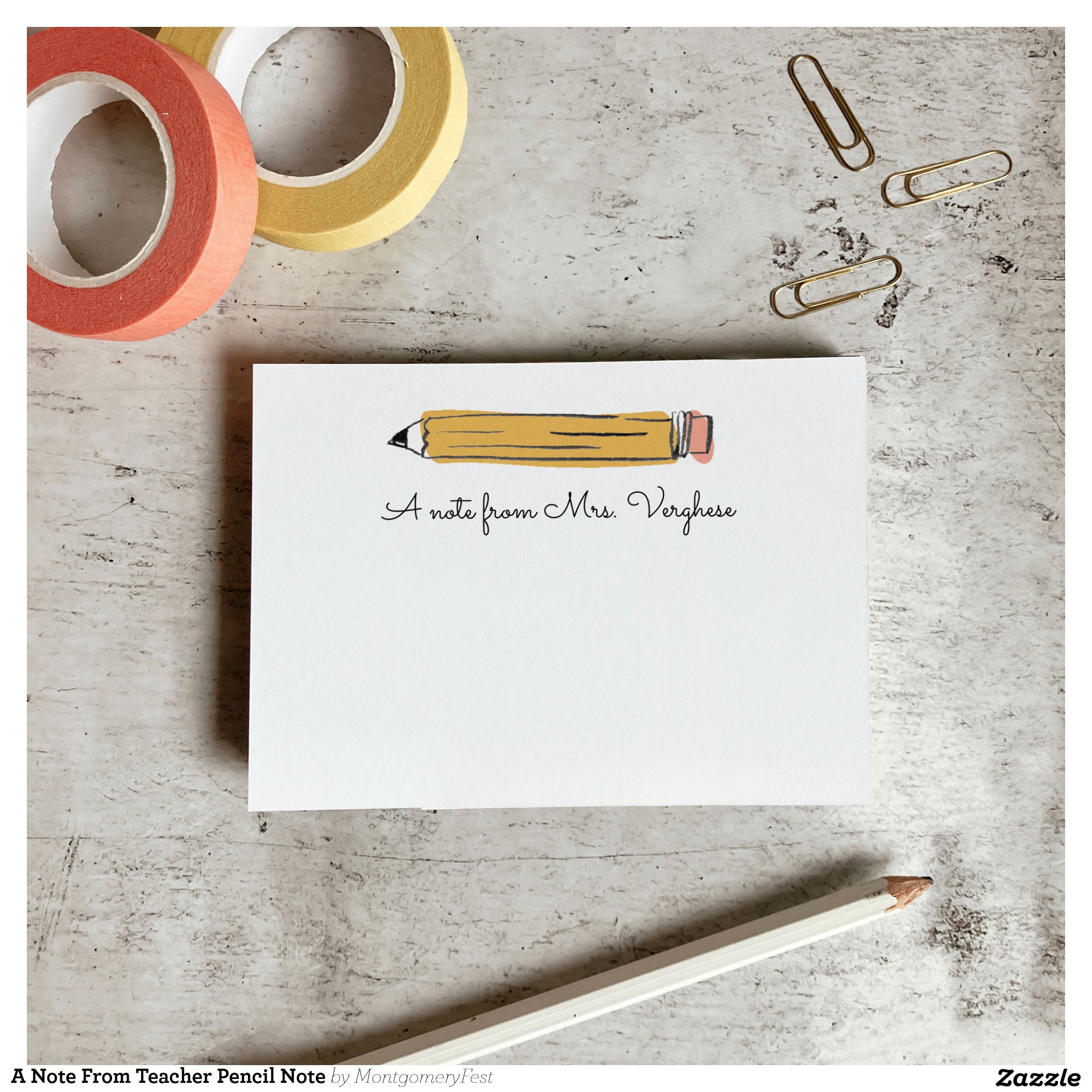 A Note From Teacher Pencil Post-it Note