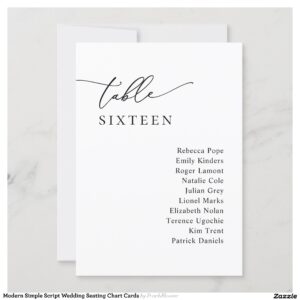 Modern Simple Script Wedding Seating Chart Cards