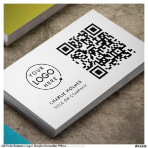 QR Code Business Logo Simple Minimalist White Business Card