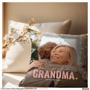 Cute Custom Photo Keepsake GRANDMA Gift Throw Pillow