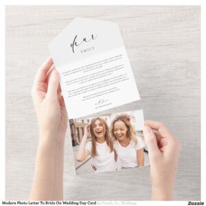 Modern Photo Letter To Bride On Wedding Day Card