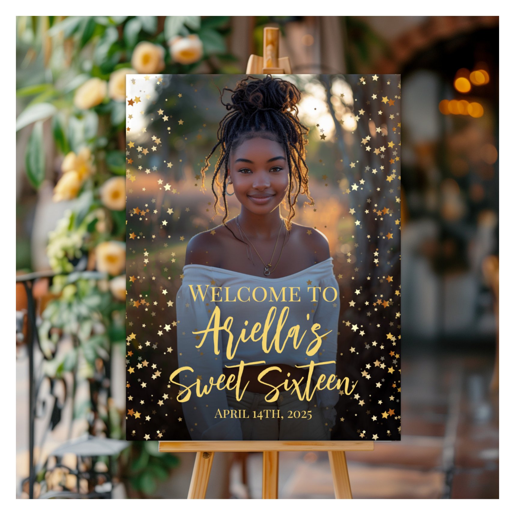 Modern sweet 16 party photo welcome sign