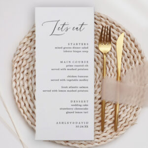 Rustic Calligraphy Let's Eat Wedding DinnerMenu Menu
