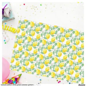 Lemons yellow white green summer pattern tissue paper
