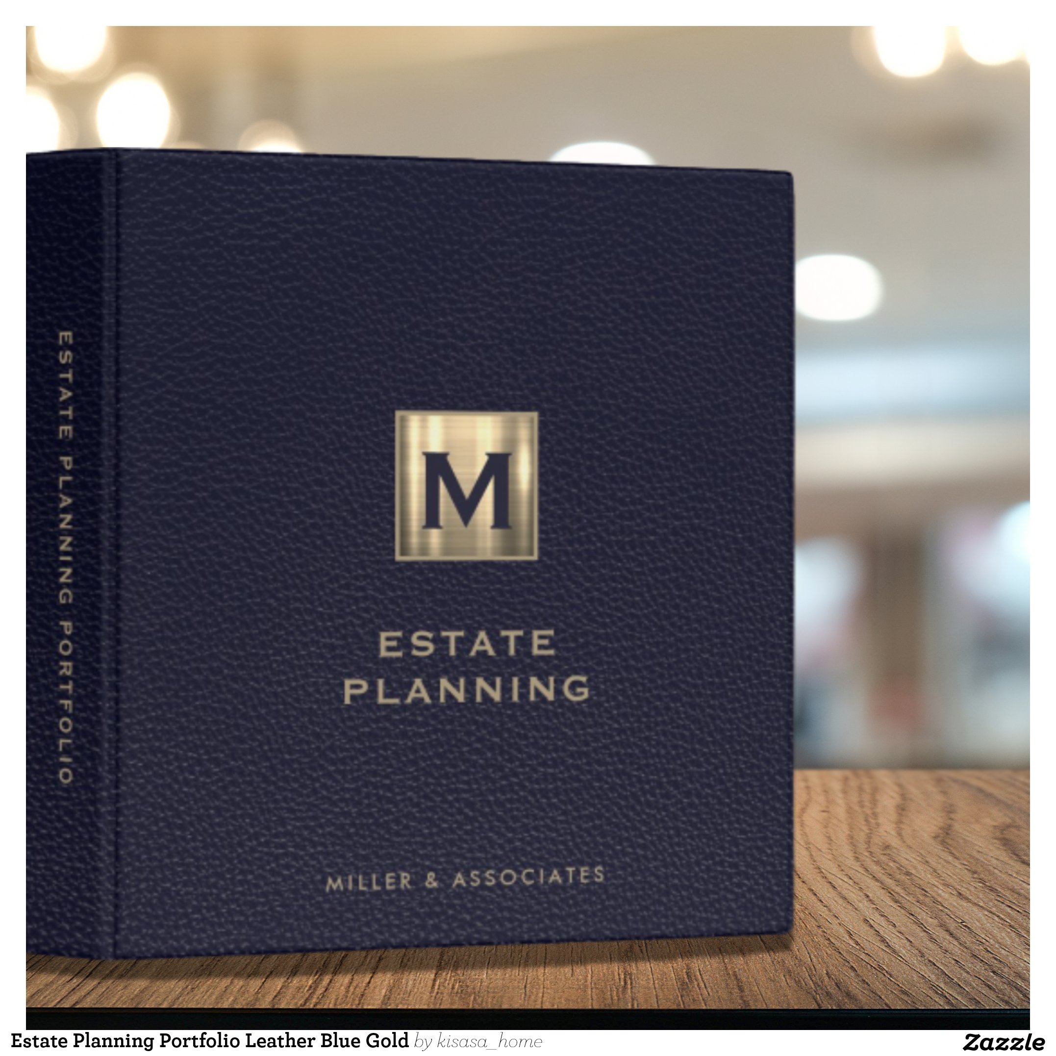 Estate Planning Portfolio Leather Blue Gold 3 Ring Binder
