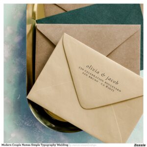 Modern Couple Names Simple Typography Wedding Rubber Stamp