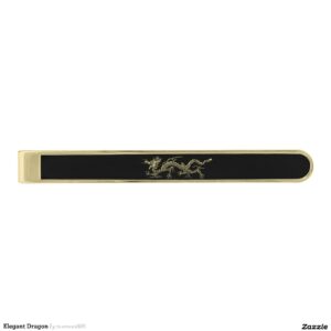 Elegant Dragon Gold Finish Tie Bar