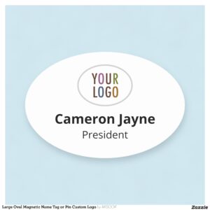 Large Oval Magnetic Name Tag or Pin Custom Logo