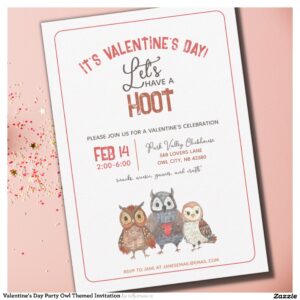 Valentine's Day Party Owl Themed Invitation