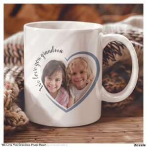 We Love You Grandma Photo Heart Two-Tone Coffee Mug