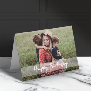 Happy Birthday Mom Modern Script Photo Card