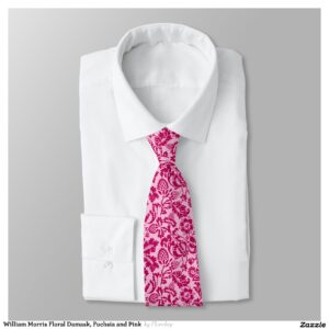 William Morris Floral Damask, Fuchsia and Pink Neck Tie