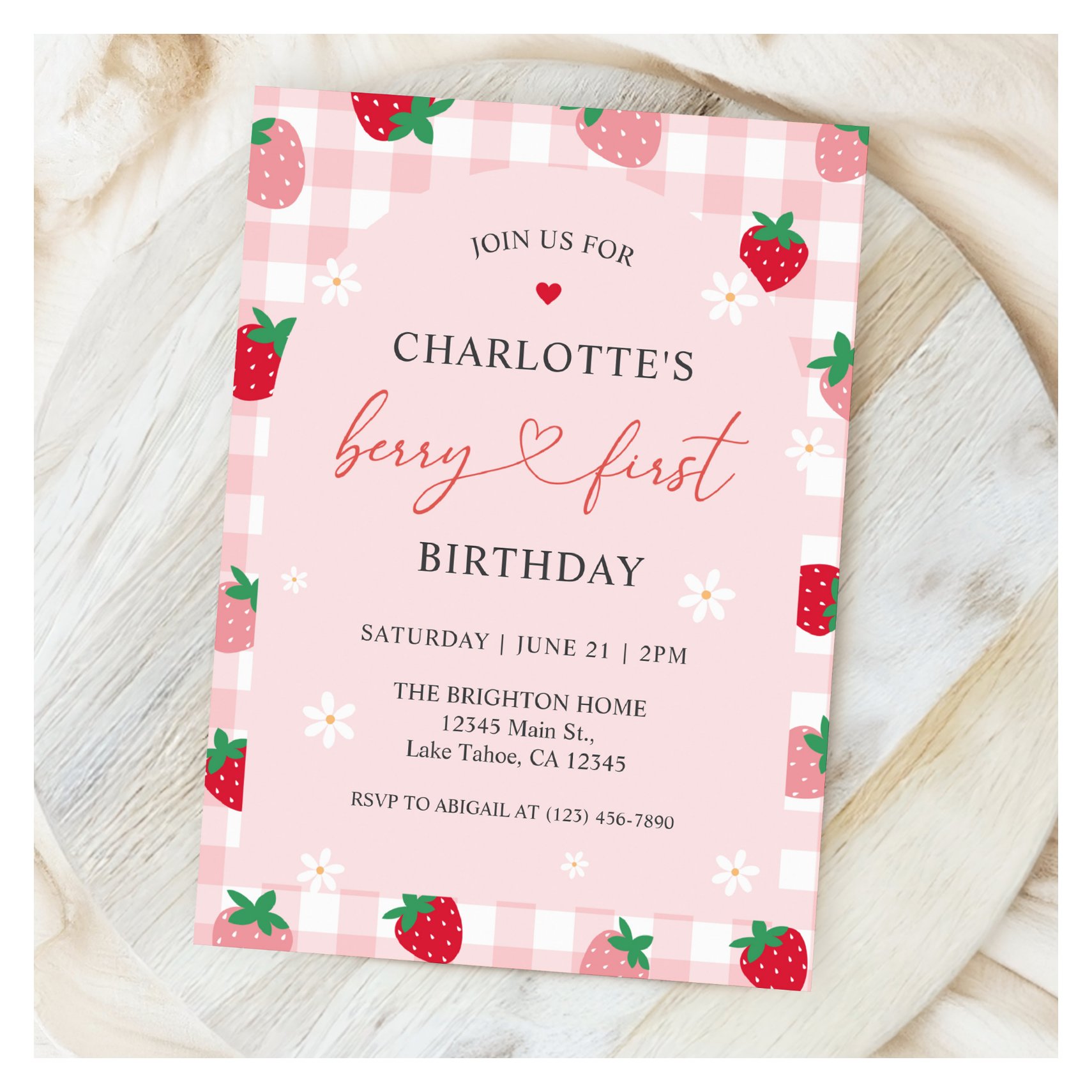 Berry First Birthday 1st Birthday Invitation