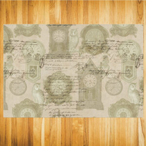 Vintage Goth Decoupage Clock Owl Tissue Paper