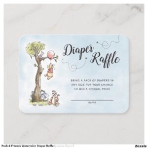 Pooh & Friends Watercolor Diaper Raffle Place Card