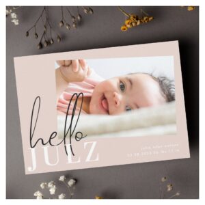Script Hello Name Black Minimalist Photo Baby