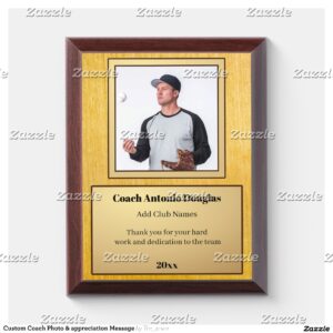Custom Coach Photo & appreciation Message Award Plaque