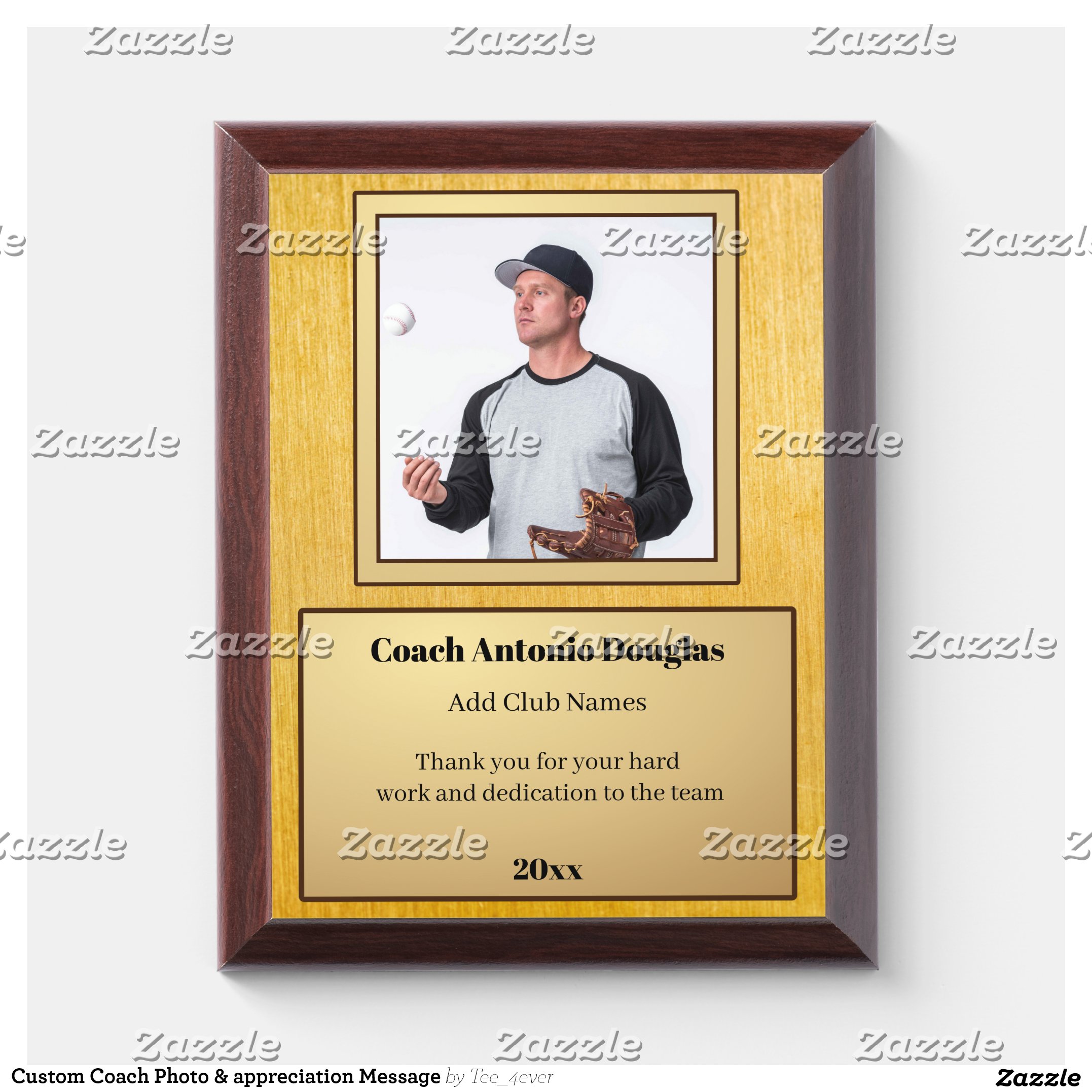 Custom Coach Photo & appreciation Message Award Plaque