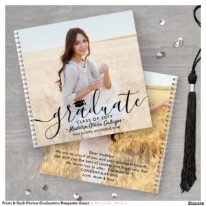 Front & Back Photos Graduation Keepsake Guest Notebook