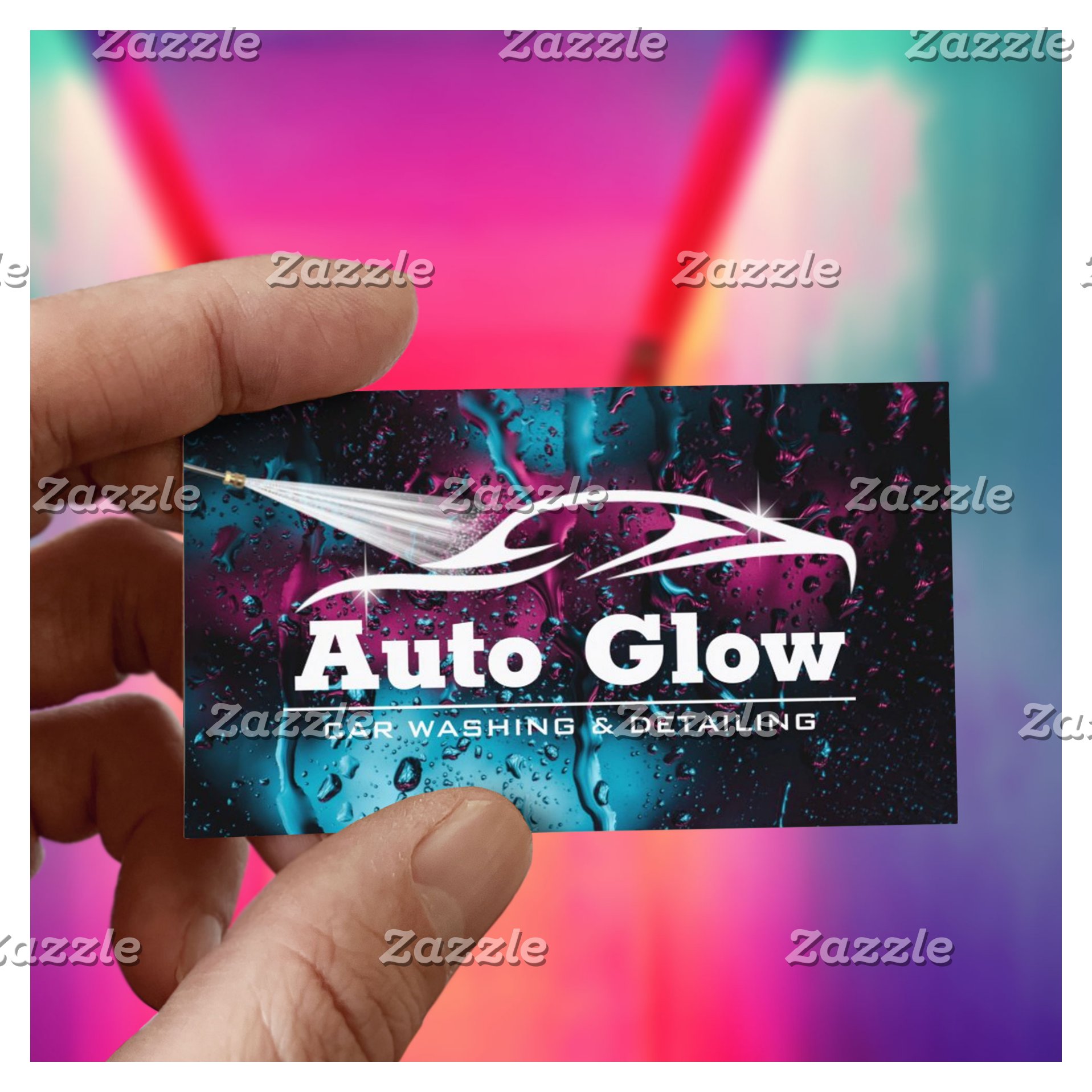 Car Wash Auto Detailing Modern Automotive Cleaning Business Card