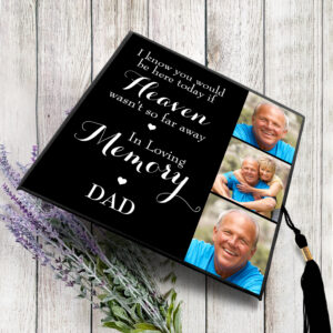Memorial Elegant Remembrance Personalized 3 Photo Graduation Cap Topper