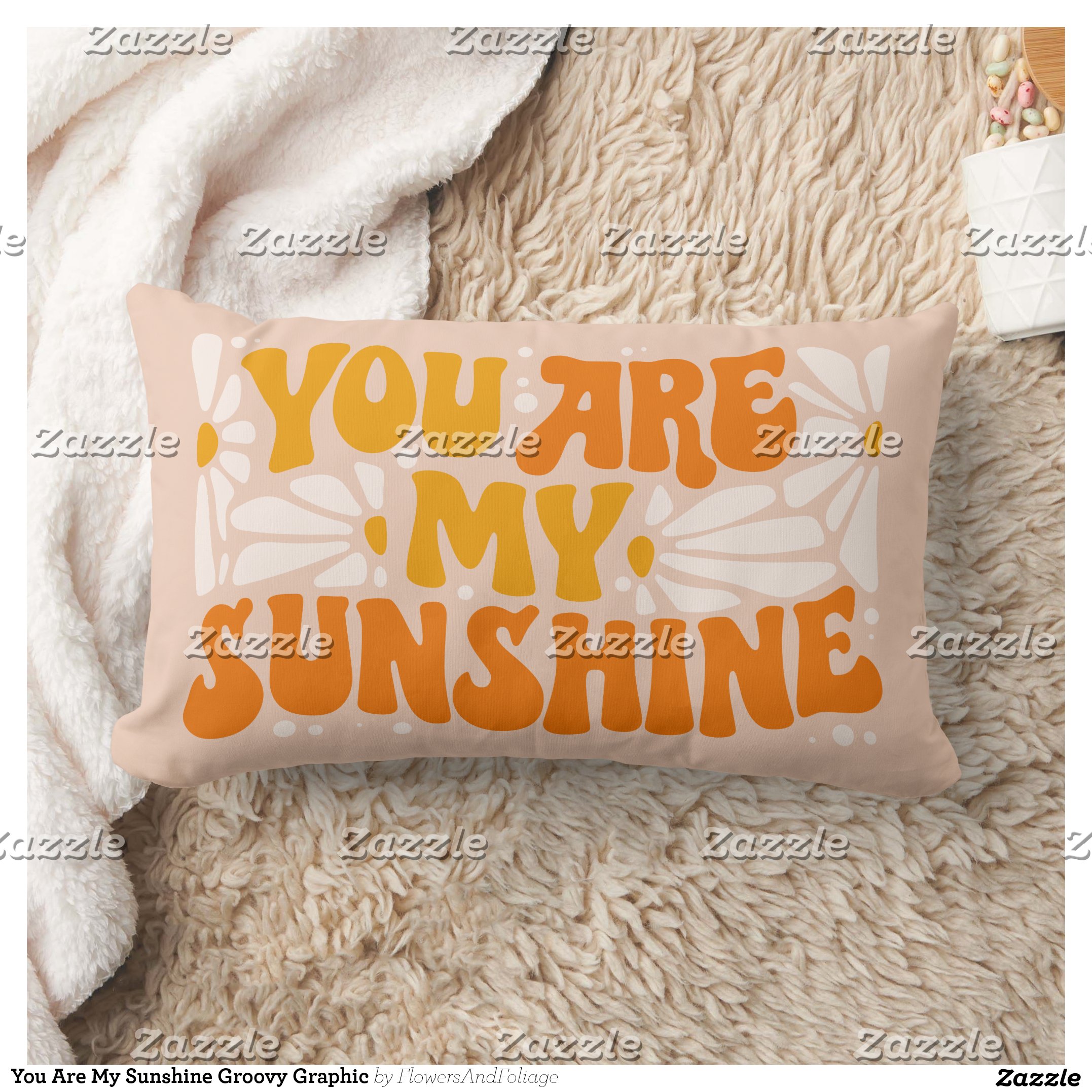 You Are My Sunshine Groovy Graphic Lumbar Pillow