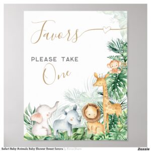 Safari Baby Animals Baby Shower Sweet favors Poster