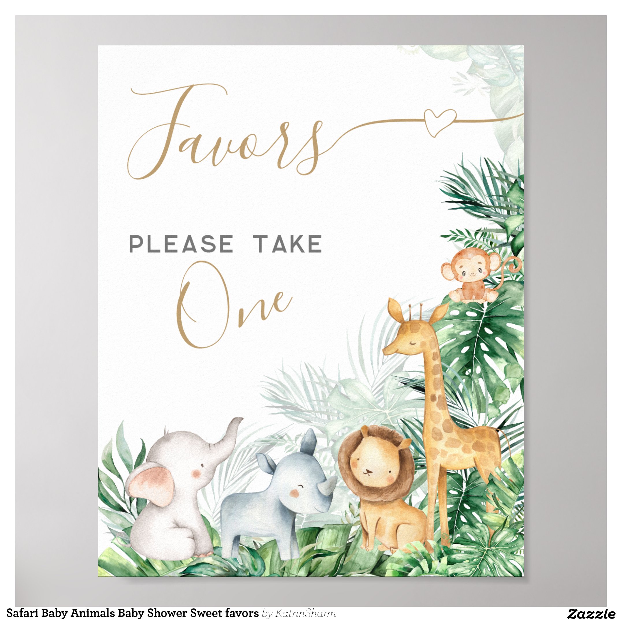 Safari Baby Animals Baby Shower Sweet favors Poster