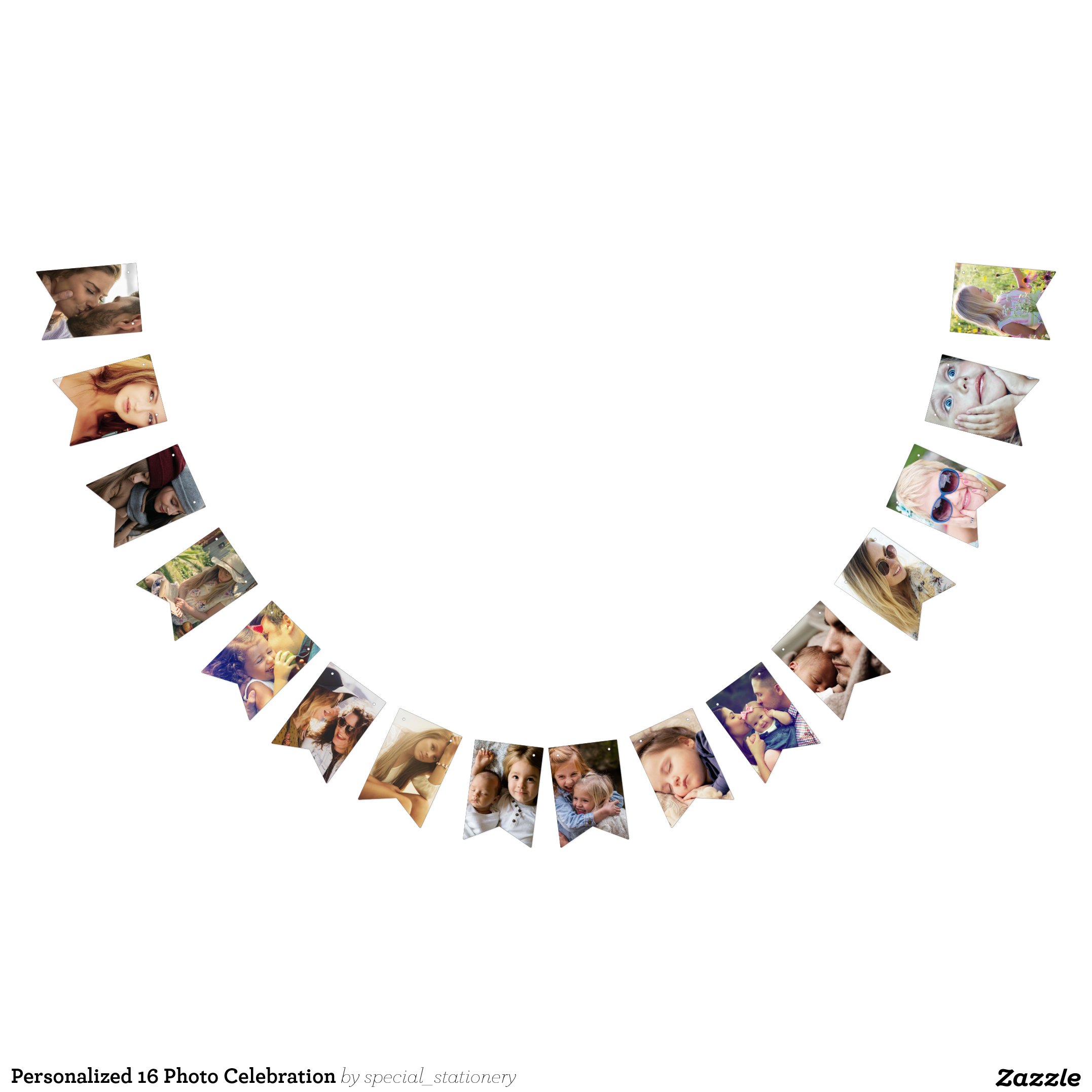Personalized 16 Photo Celebration Bunting Flags