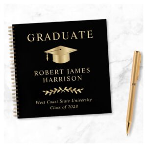 Elegant Black Gold Graduation Party Guest Book