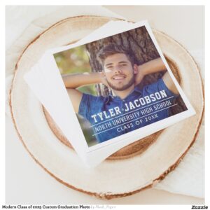 Modern Class of 2025 Custom Graduation Photo Napkins