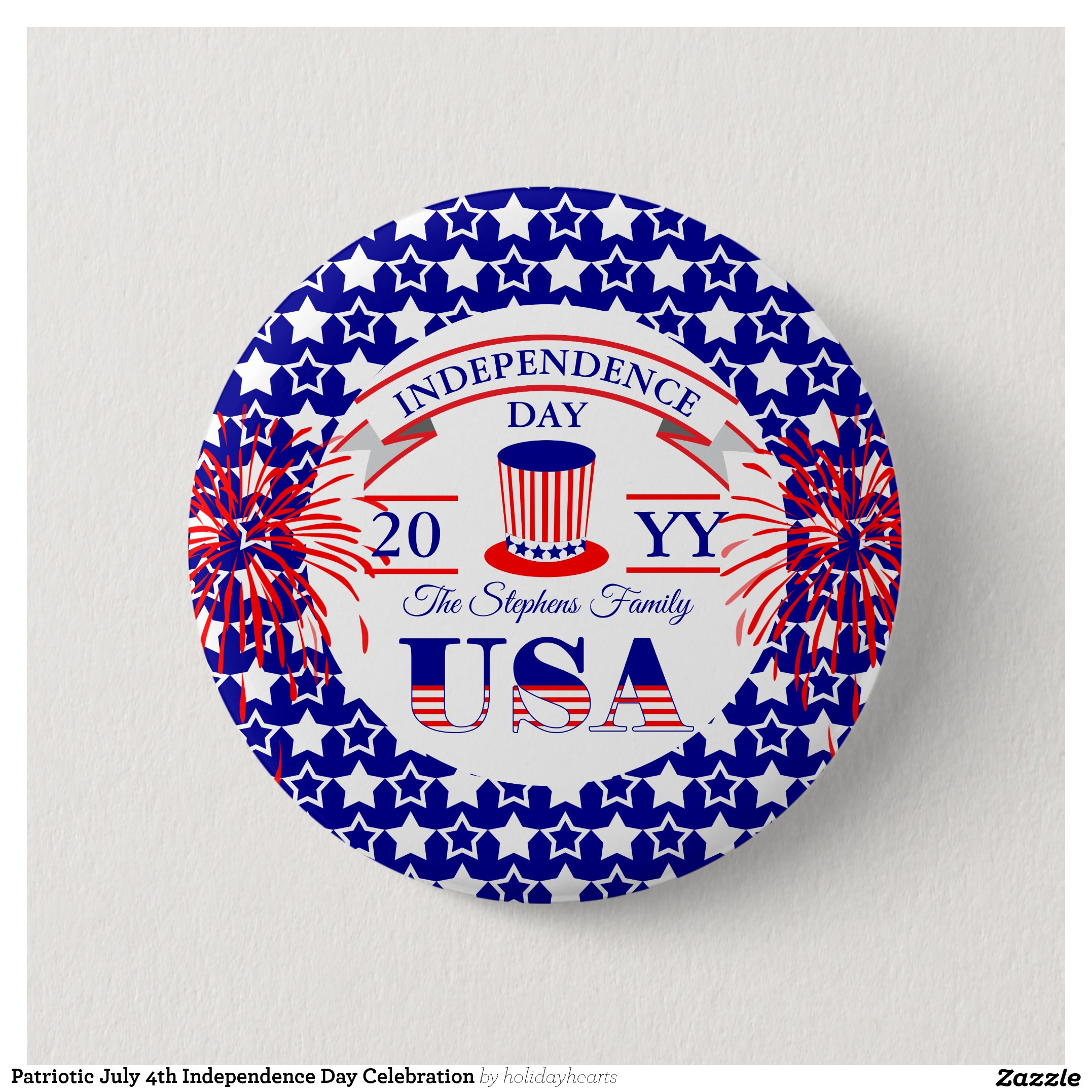 Patriotic July 4th Independence Day Celebration Button