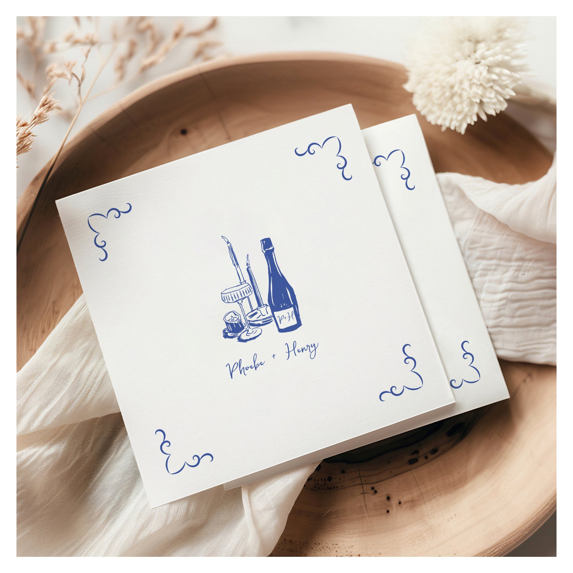 Sweet Whimsical Handwritten Illustrated Wedding Napkins