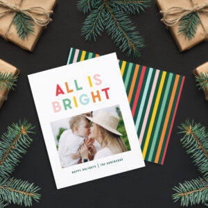 Christmas rainbow colorful bright 1 photo modern holiday card