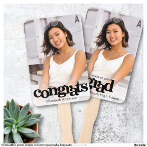 Graduation photo simple modern typography keepsake hand fan