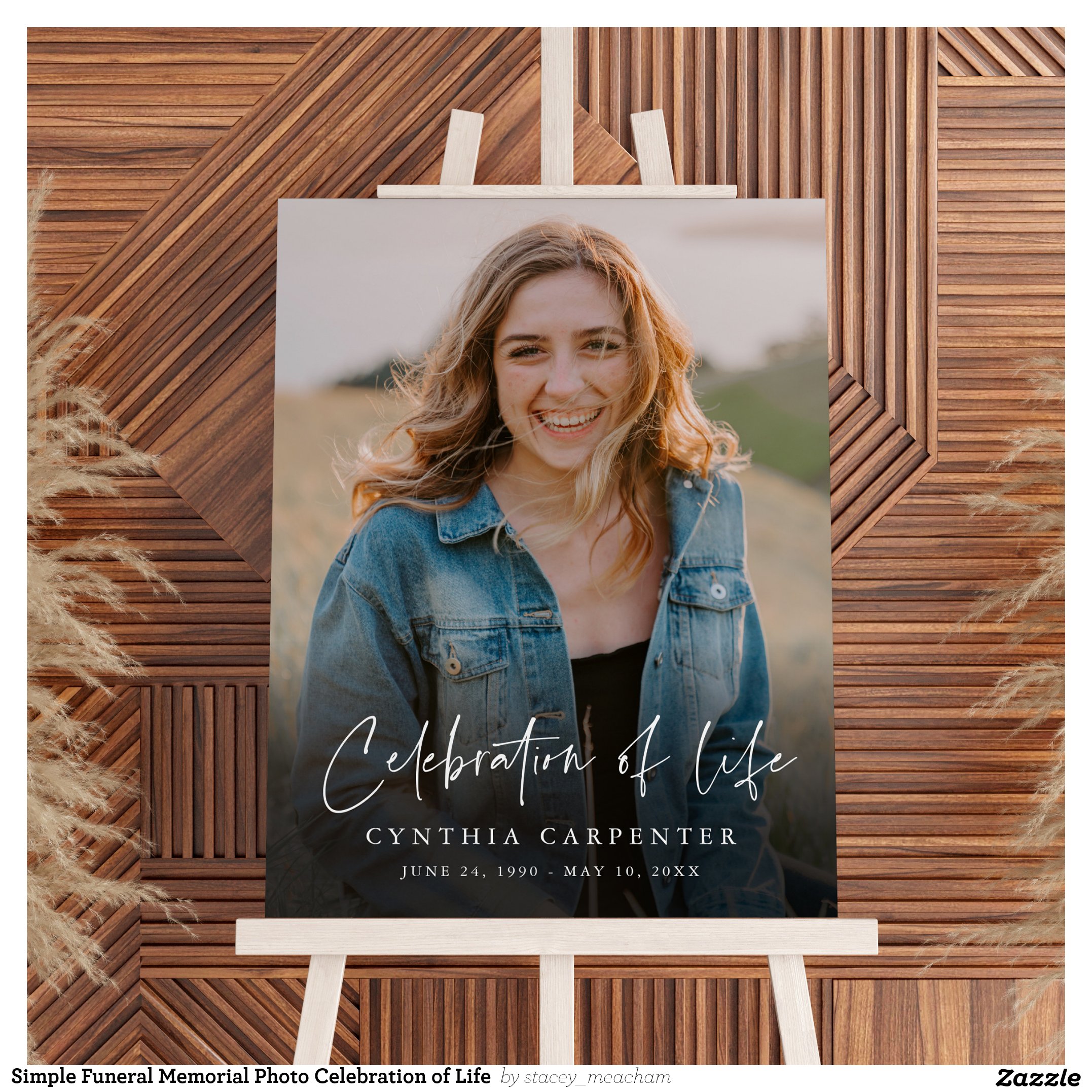 Simple Funeral Memorial Photo Celebration of Life Foam Board