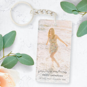 Elegant Memorial Photo Funeral Favor Poem Memory Keychain