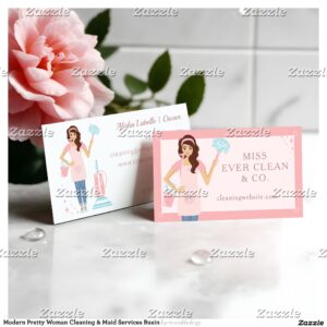 Modern Pretty Woman Cleaning & Maid Services Busin Business Card