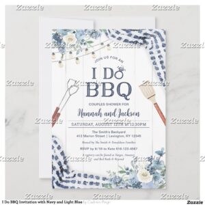 I Do BBQ Invitation with Navy and Light Blue