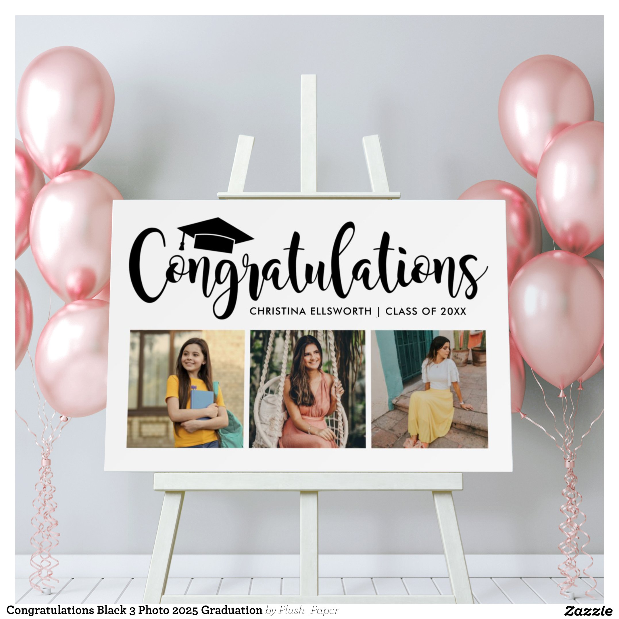 Congratulations Black 3 Photo 2025 Graduation Foam Board