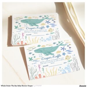 Whale Under The Sea Baby Shower Diaper Enclosure Card