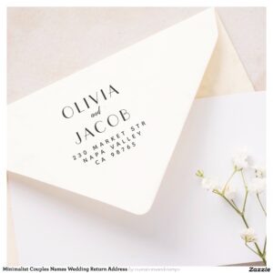 Minimalist Couples Names Wedding Return Address Rubber Stamp