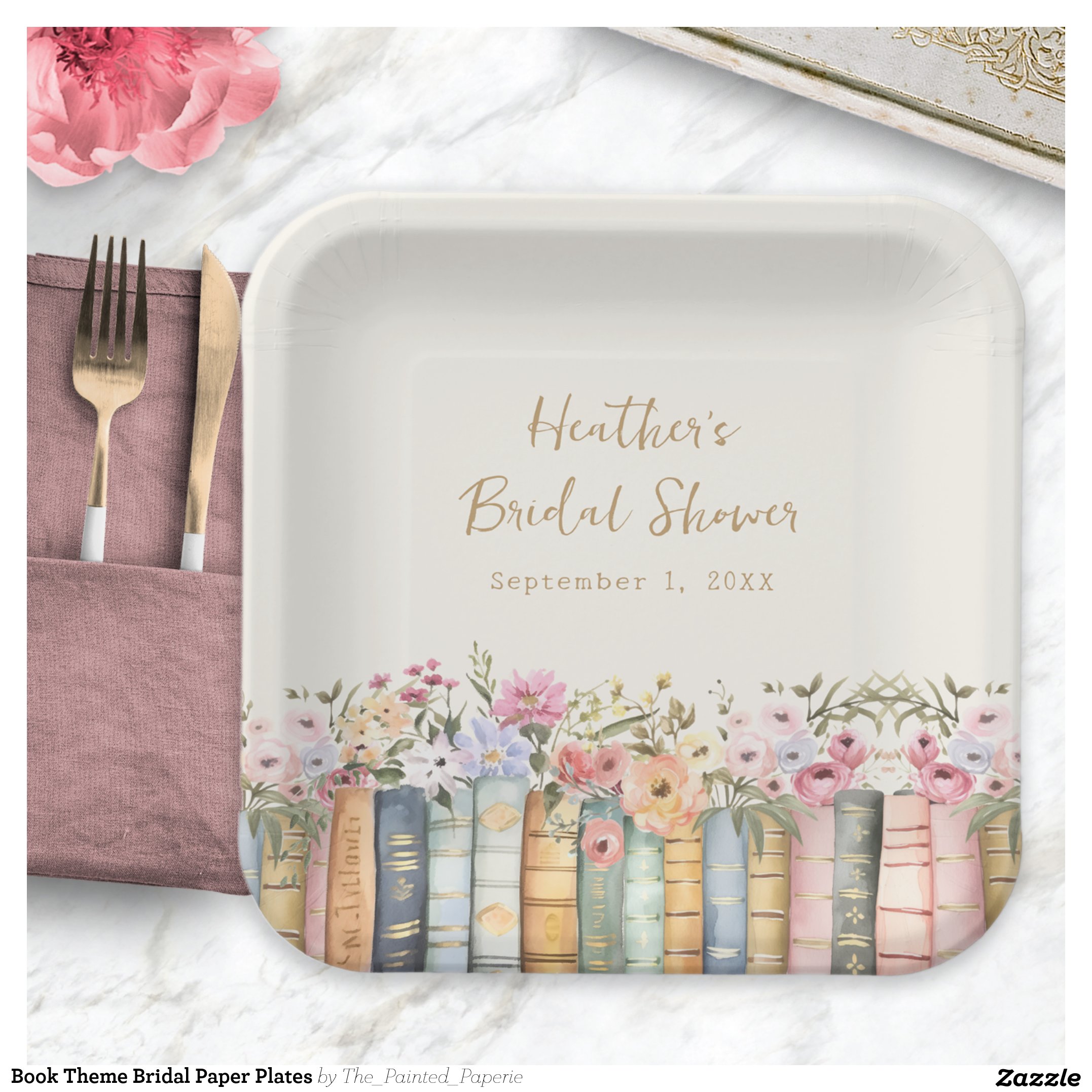 Book Theme Bridal Paper Plates