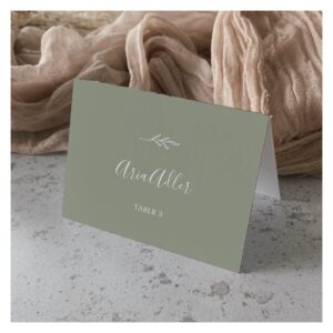 Minimal Leaf Sage Green Guest Name Place Cards
