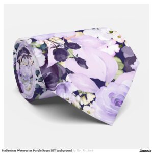 PixDezines Watercolor Purple Roses DIY background Neck Tie