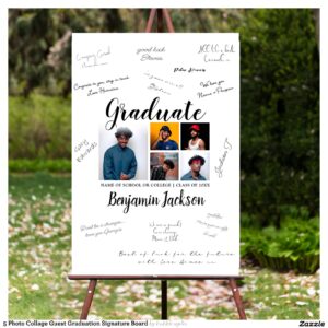 5 Photo Collage Guest Graduation Signature Board